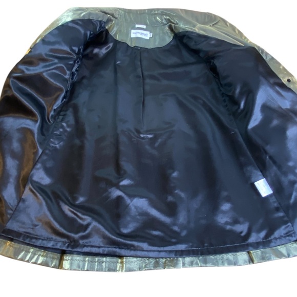 Hilary Radley NY Metallic Iridescent Olive Green Trench Coat Women’s Size M - Picture 7 of 13